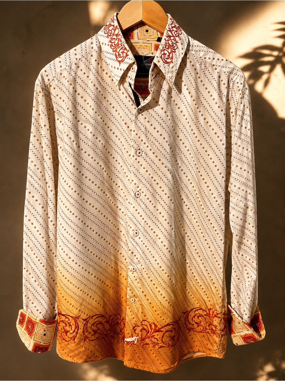 English Laundry Cream and Orange Ombre Button-Down Shirt